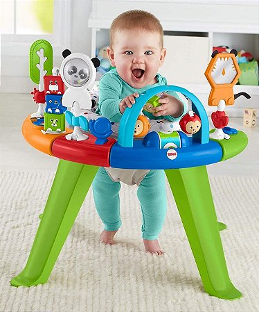 Fisher-Price Baby to Toddler -Toy 3-In-1 Spin & Sort Activity Center e Play Table com Playmat e 10+ Atividades, Retro Roar