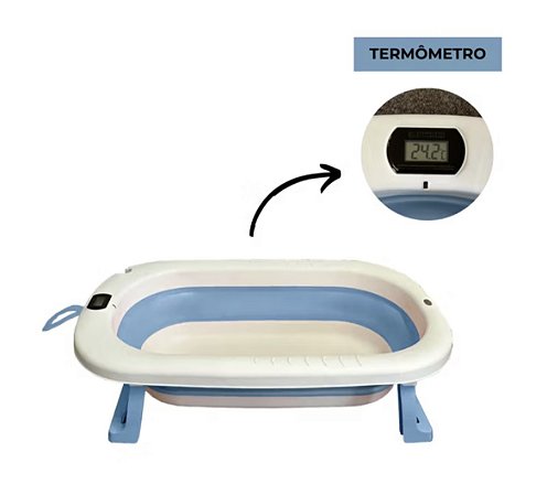 BANHEIRA RETRÁTIL BEBÊ SILICONE COM TERMOMÊTRO