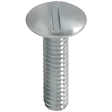 Parafuso Rosca Máquina Cabeça Redonda Fenda Ferro Zinco Branco 3/8-16 x 2 UNC - 100 Peças