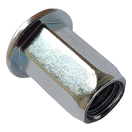 Porca Rebite Cabeça Chata M12 Zinco Branco