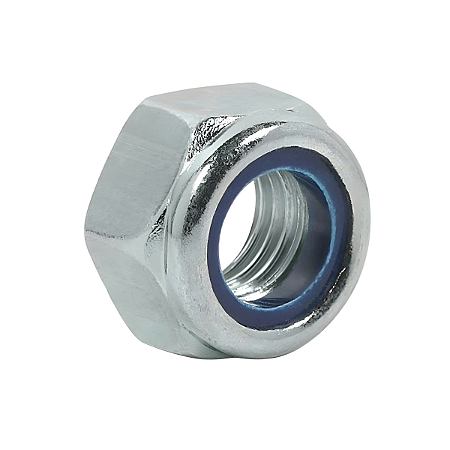 Porca Parlock Travante Alta 1/4-20UNC Ferro Zinco Branco