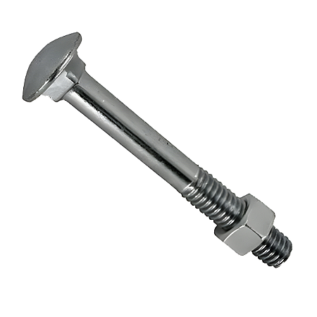 Parafuso Francês com Porca 1/2-12 X 2-1/2 BSW Ferro Zinco Branco
