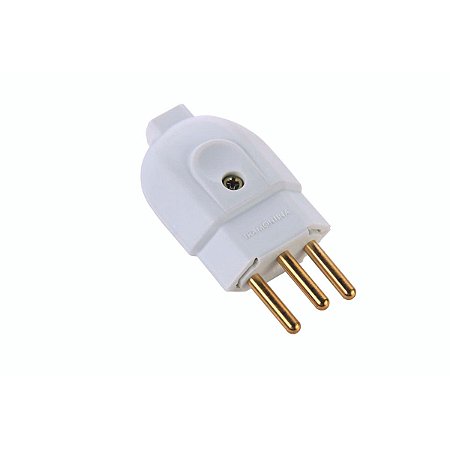 Plugue Macho 2P+T 250 V 10 A Tramontina Branco