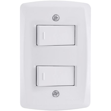 Conjunto 4x2 com 2 Interruptores Simples 10 A 250 V Tramontina Lux2 Branco