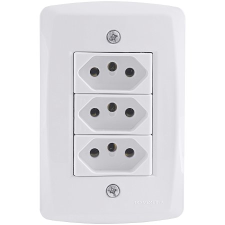 Conjunto 4x2 com 3 Tomadas 2P+T 20 A 250 V Tramontina Lux2 Branco