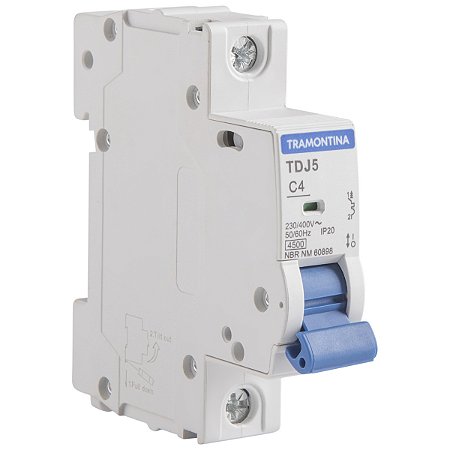 Minidisjuntor TDJ5-1C4 1 P 4 A 4,5 kA curva C Tramontina