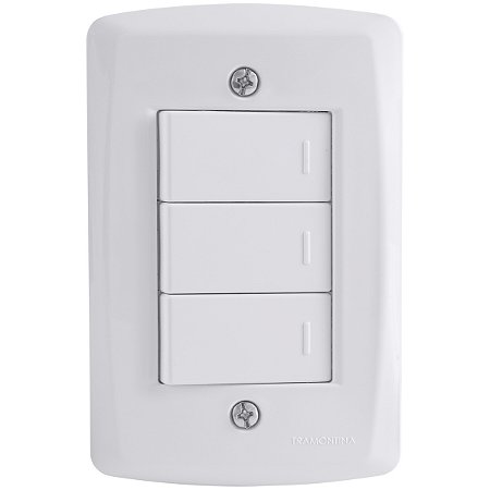 Conjunto 4x2 com 3 Interruptores Simples 10 A 250 V Tramontina Lux2 Branco
