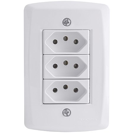Conjunto 4x2 com 3 Tomadas 2P+T 10 A 250 V Tramontina Lux2 Branco