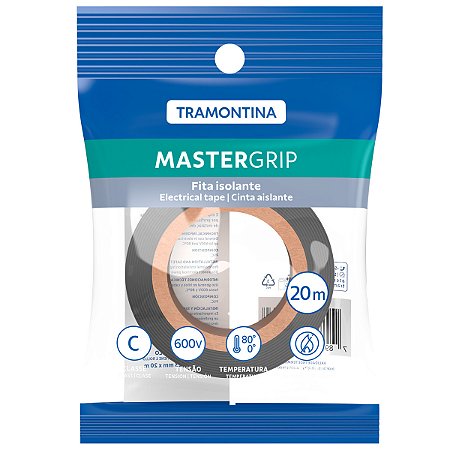 Fita Isolante Classe C 0,13x19 mm Tramontina Preta 20 m com Embalagem Flow-Pack