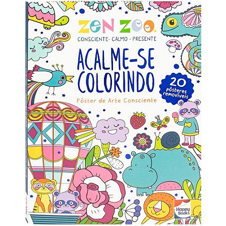 Zen Zoo - Acalme-se Colorindo: Pôster de Arte Consciente