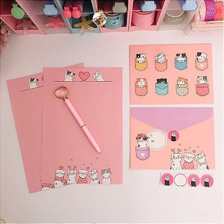 Kit Papel de Carta Gatinho