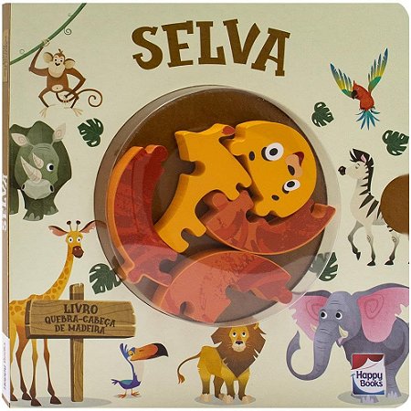 Livro quebra cabeçade madeira: Selva