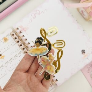 Marcador de Página em Acrílico Bailarina Saia Multicolorida