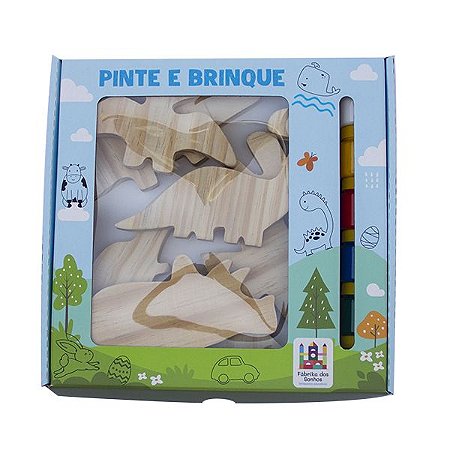 Kit De Dinossauros Educativo Em Madeira Para Colorir