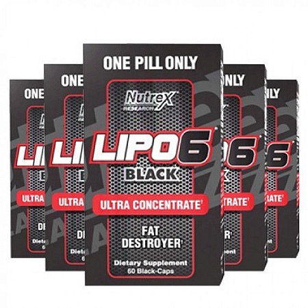 Combo 5 Unidades - Lipo-6 Black Ultra Concentrado 60 Cápsulas Nutrex