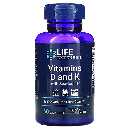 Vitamina D3 5000ui + k2 Mk7 60 Caps Life Extension