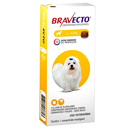 Antipulgas e Carrapatos Bravecto 112,5mg 2 a 4,5kg