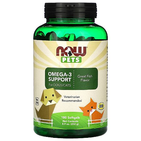 Omega-3 Support Cães e Gatos 180 Softgels Now Pets
