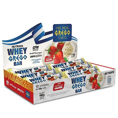 Barra de Proteína Whey Grego Bar 40g Caixa c/12 unidades Nutrata