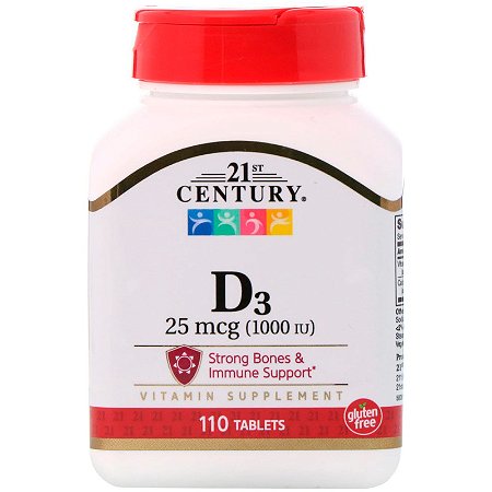 Vitamina D3 1000ui 110 Tabletes 21st Century