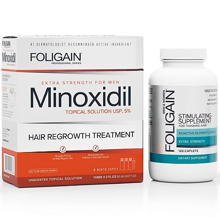 Combo Foligain: Minoxidil 5% + Foligain 120 Tabletes