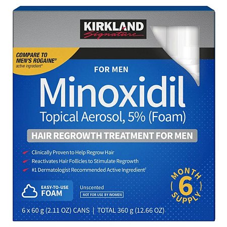 Minoxidil Espuma Cabelo 360g 6 meses Kirkland