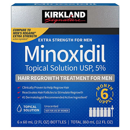 Minoxidil Kirkland 5% Barba e Cabelo para 6 Meses