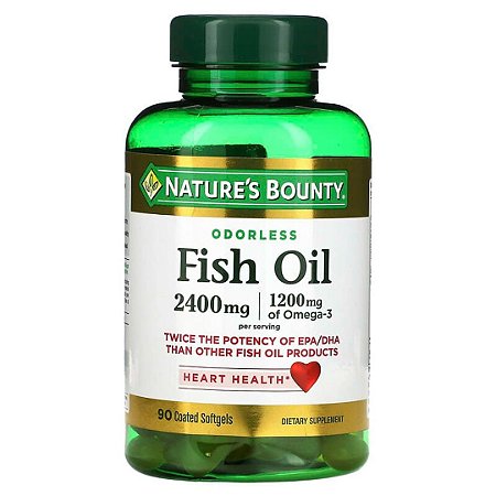 Fish Oil Ômega 3 2400mg 90 Softgels Natures Bounty