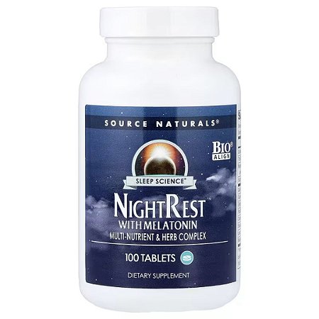 NightRest com Melatonina 100 Tabletes Source Naturals