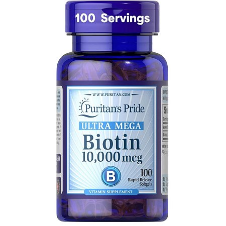 Biotina 10.000mcg Ultra mega 100 Cápsulas Puritan's Pride