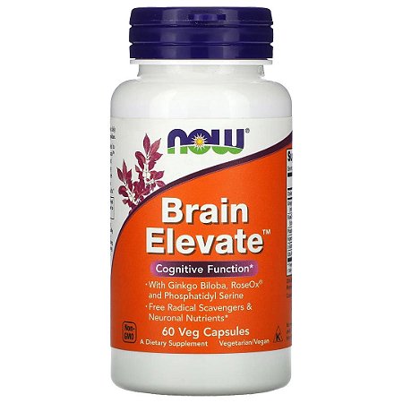 Brain Elevate 60 Caps Foco, Cognição e Memória Now Foods