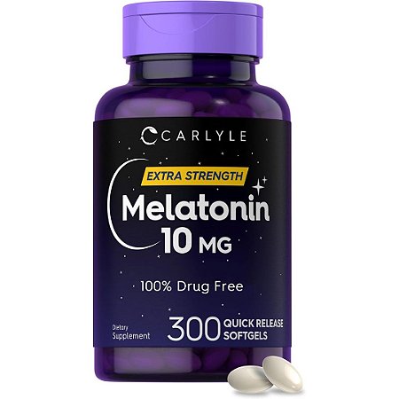 Melatonina 10mg 300 Softgels Liberação Rápida Carlyle