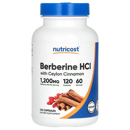 Berberina Cloridrato 1200mg com Canela do Ceilão 120 caps Nutricost