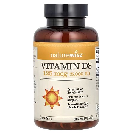Vitamina D3 125mcg (5.000 IU), 360 Cápsulas NatureWise