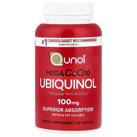 Ubiquinol Mega CoQ10, 100 mg, 100 Cápsulas Softgel Qunol