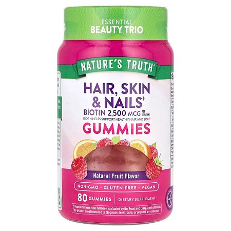 Hair, Skin e Nails (Cabelo, Pele e Unhas), 2500 Microgramas, 80 Gomas, Nature's Truth