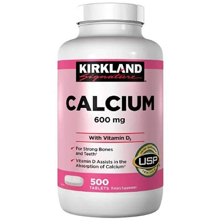 Cálcio 600mg Com Vitamina D3 500 Comprimidos Kirkland