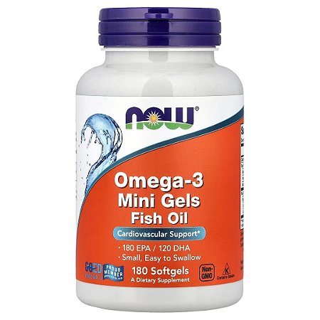 Omega-3 180 EPA / 120 DHA, 180 Capsulas Mini Géis Now Foods