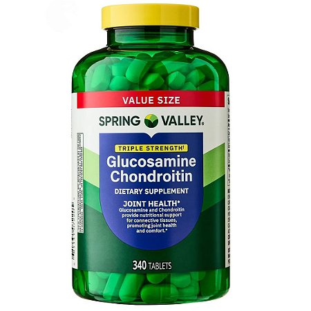 Glucosamina e Condroitina Força Tripla 340 Tabletes Spring Valley