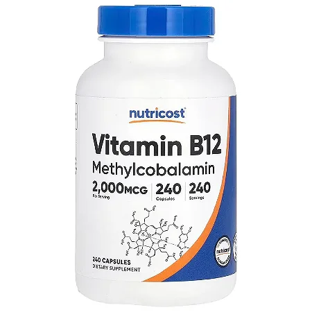 Vitamina B12 2000mcg Metilcobalamina, 240 cápsulas, Nutricost