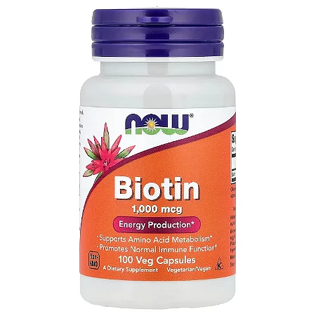 Biotina 1000mcg, 100 Cápsulas Vegetais, 100 Doses - NOW Foods