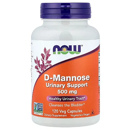 D-Manose 500mg, 120 Cápsulas, 40 Doses NOW Foods