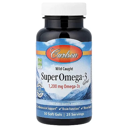 Ômega-3 Super Gems 1200mg, 50 Cápsulas, EPA 600mg e DHA 400mg - Carlson