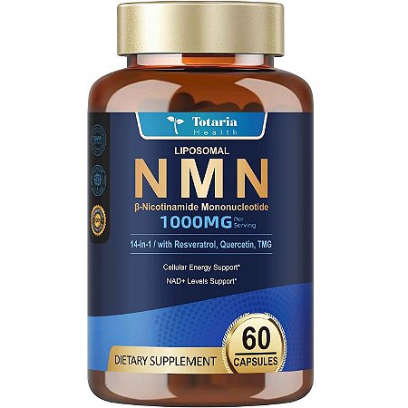 NMN Lipossomal 1000mg 14 em 1, 60 Cápsulas, Resveratrol e CoQ10 - Totaria Health