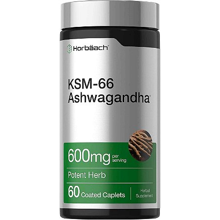 Ashwagandha KSM-66 600mg com L-Teanina 200mg, 60 Caplets Horbaach