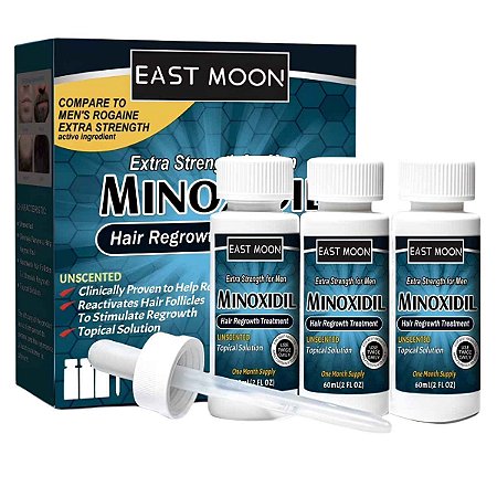 Minoxidil 5%, Kit 3 Frascos de 60ml, 3 meses East Moon