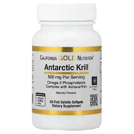 Óleo de Krill Antártico 500mg, 30 Softgels, Ômega-3 em Fosfolipídios com Astaxantina - California Gold