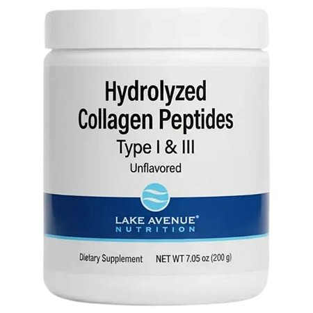 Peptídeos de Colágeno Hidrolisado Tipos I e III, 460g Sem Sabor - Lake Avenue Nutrition
