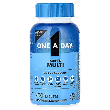 One A Day Multivitamínico para Homens, 200 Comprimidos, 20 Nutrientes Bayer