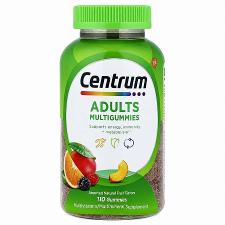 Centrum MultiGummies Adultos, 110 Gummies Frutas Sortidas, Multivitamínico Mastigável